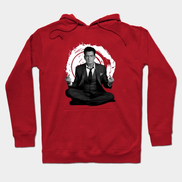 Charlie Sheen Meditation FU Hoodie by fancyjan